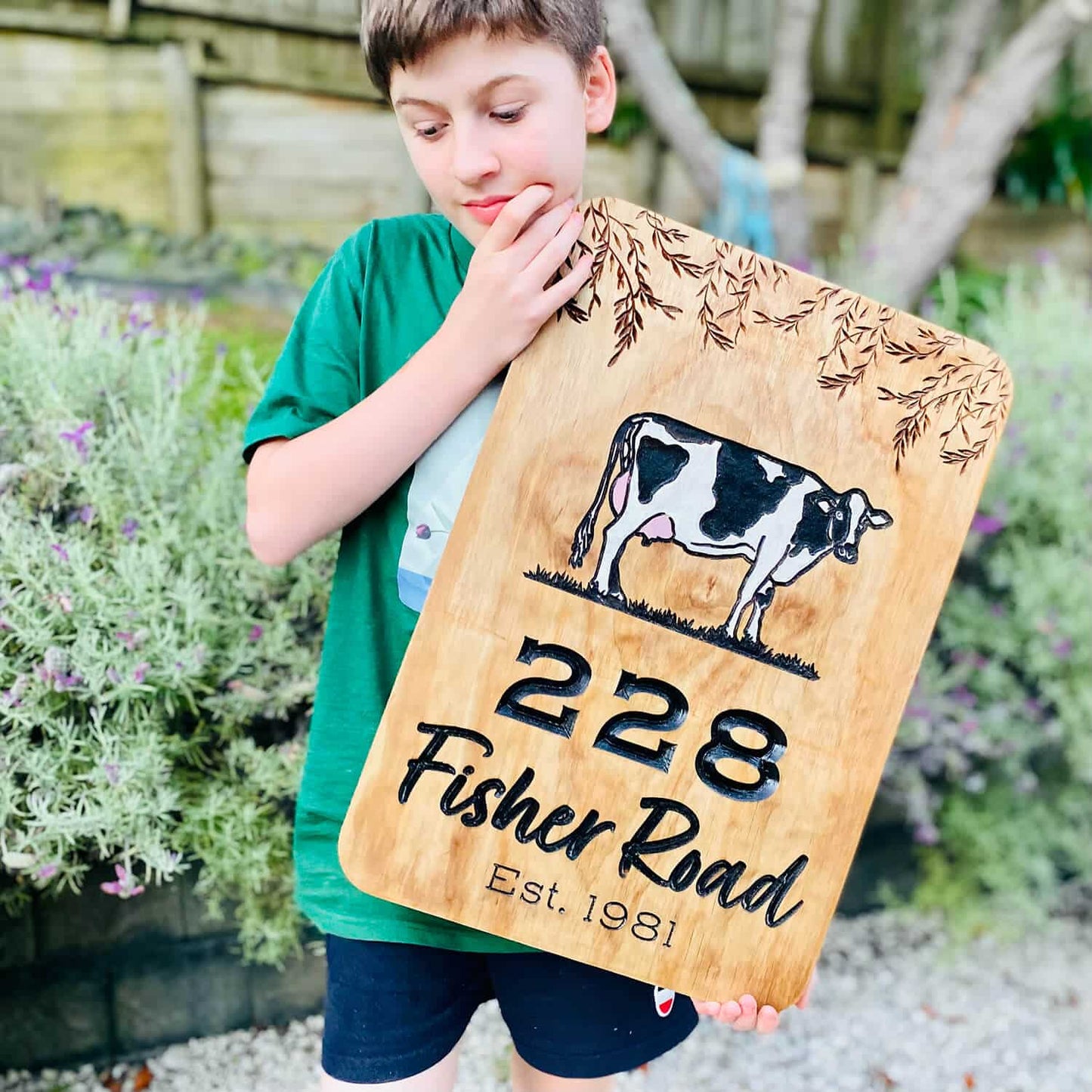 Hand-Painted & Carved Wooden House Signs