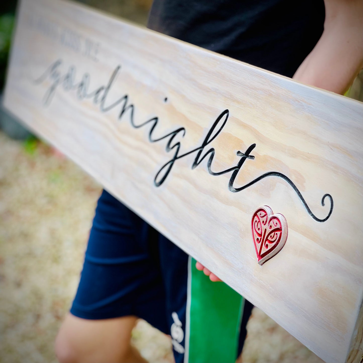"Always Kiss Me Goodnight" Wooden Sign - Large