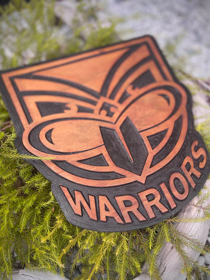 Warriors Wooden Sign - Black