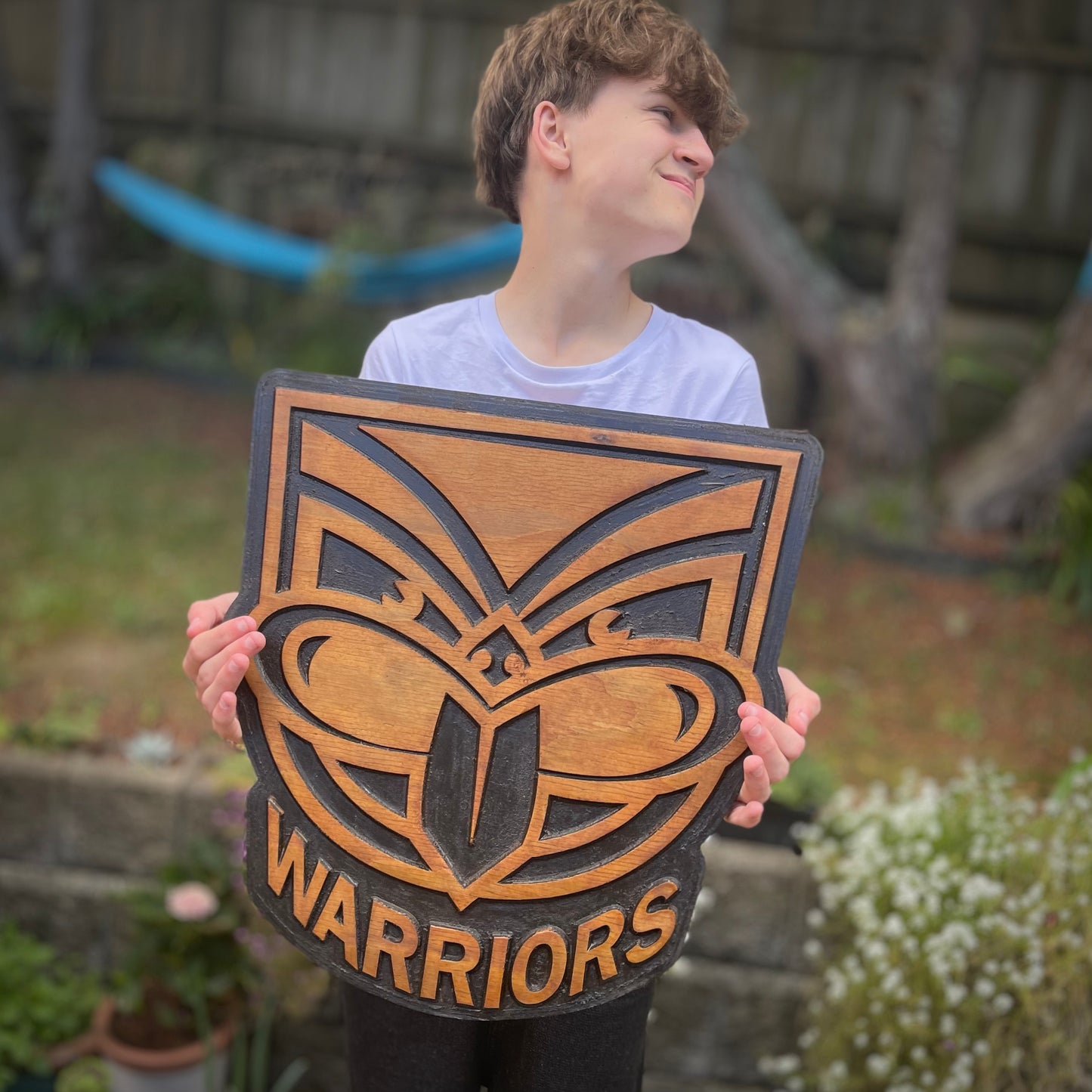 Warriors Wooden Sign - Black