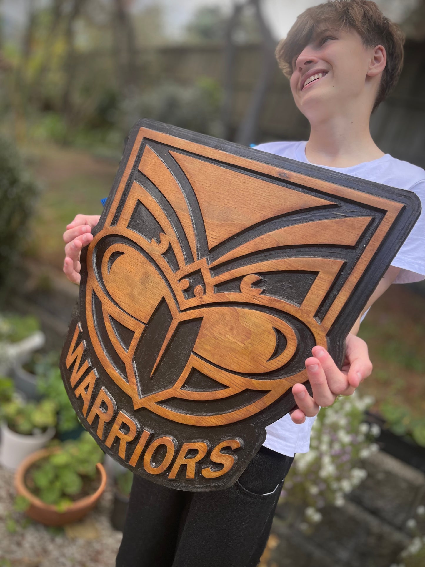 Warriors Wooden Sign - Black
