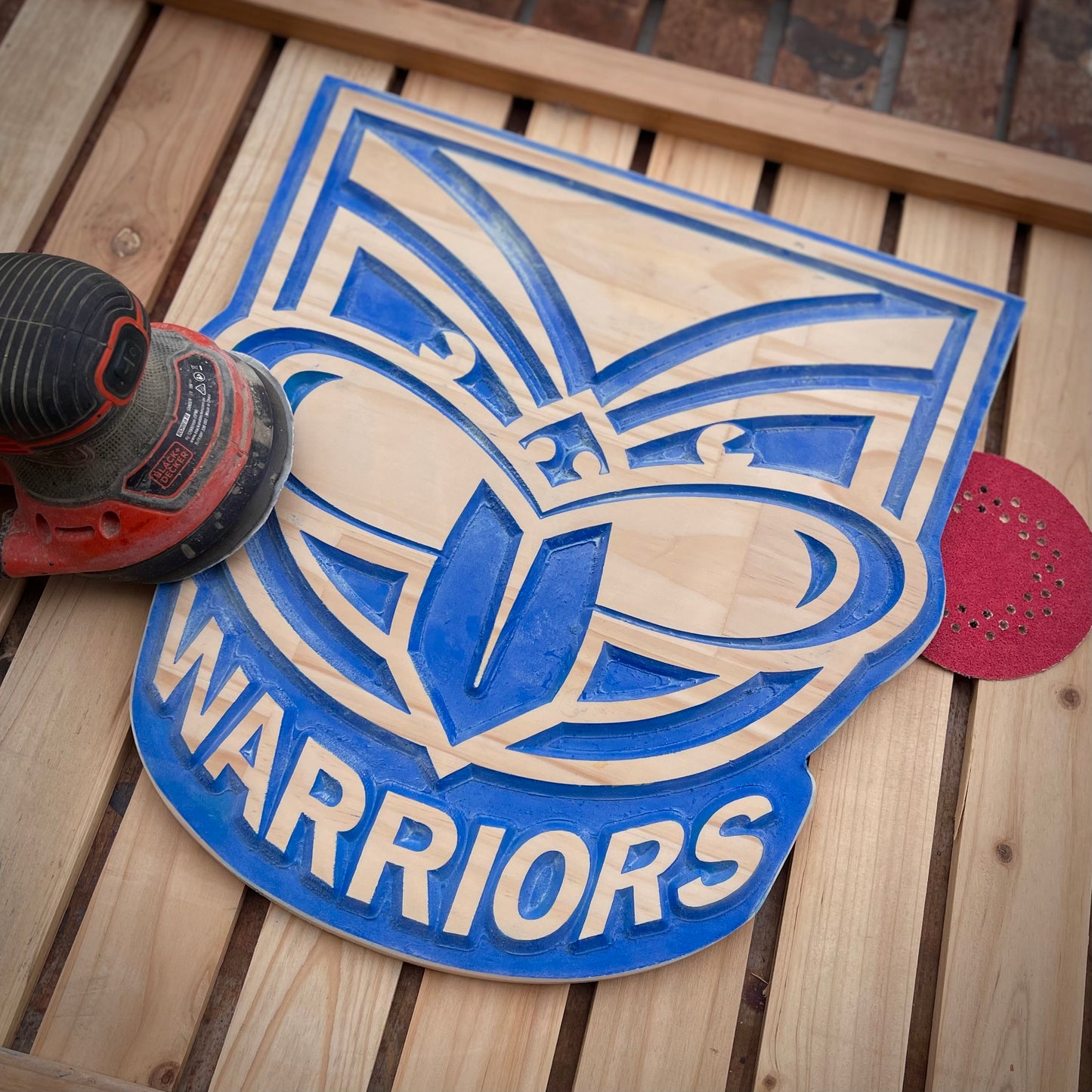 Warriors Wooden Sign - Blue