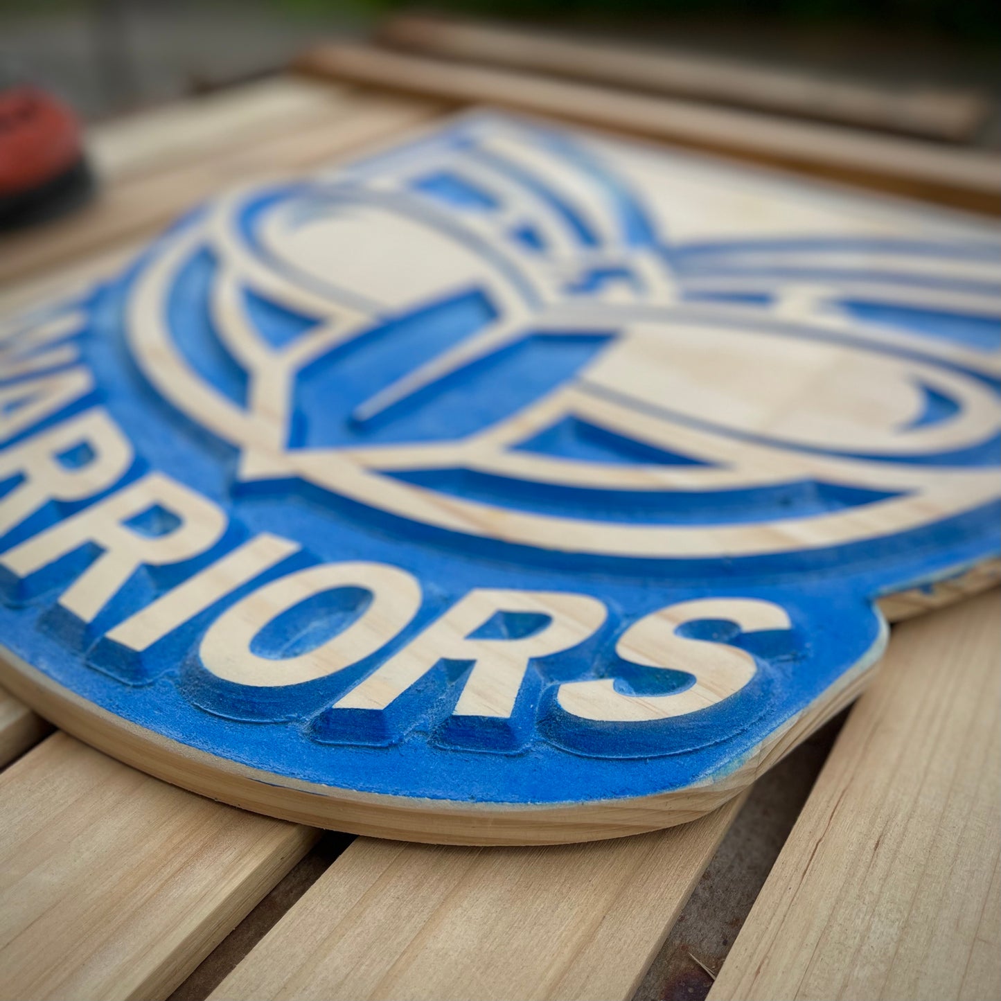 Warriors Wooden Sign - Blue