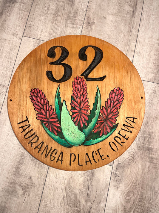 Hand-Painted & Carved Wooden House Signs