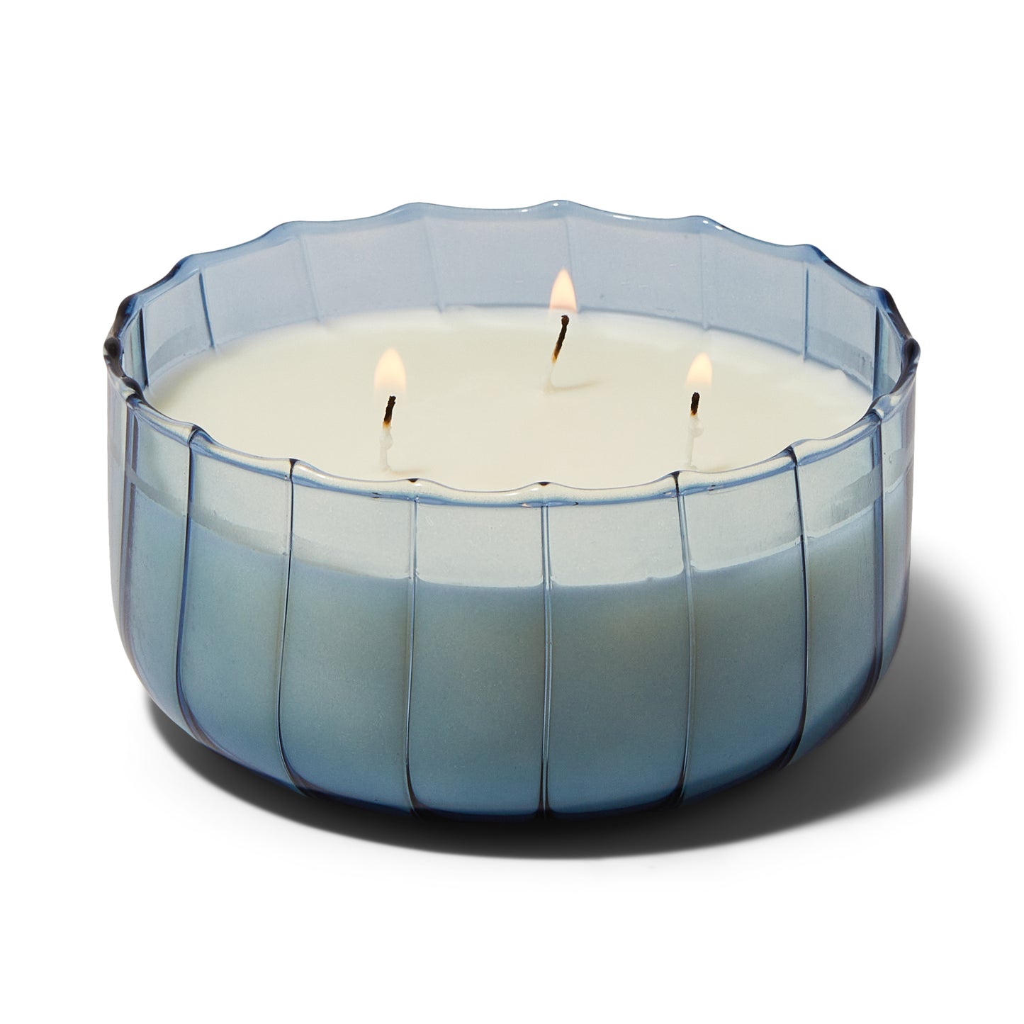 Ripple Large Blue Glass Candle - Peppered Indigo 340g