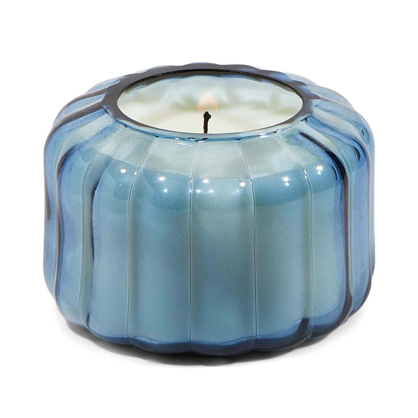 Ripple Small Blue Glass Candle - Peppered Indigo 127g