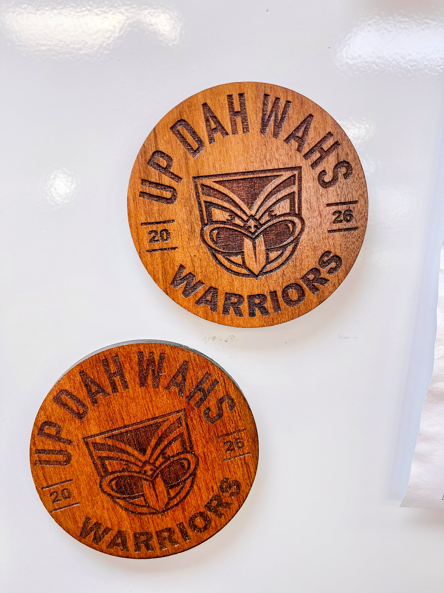 Warriors Magnetic Coaster Set – Rimu Veneer | Set of 4