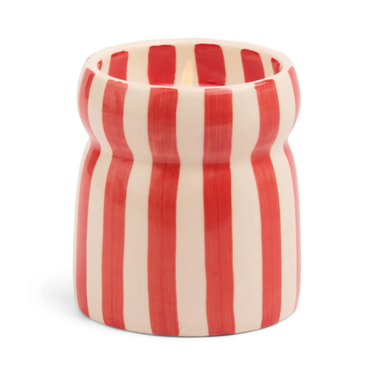 Cabana Red Striped Ceramic Candle - Hibiscus Bay 184g