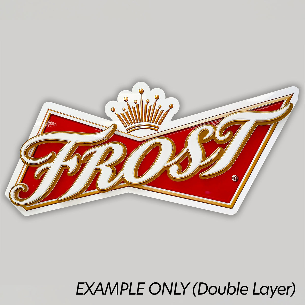 Custom colour printed perspex sign, double-layer Frost example
