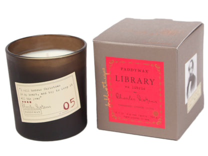 Library Boxed Glass Candle - Charles Dickens (Tangerine, Juniper & Clove) 170g