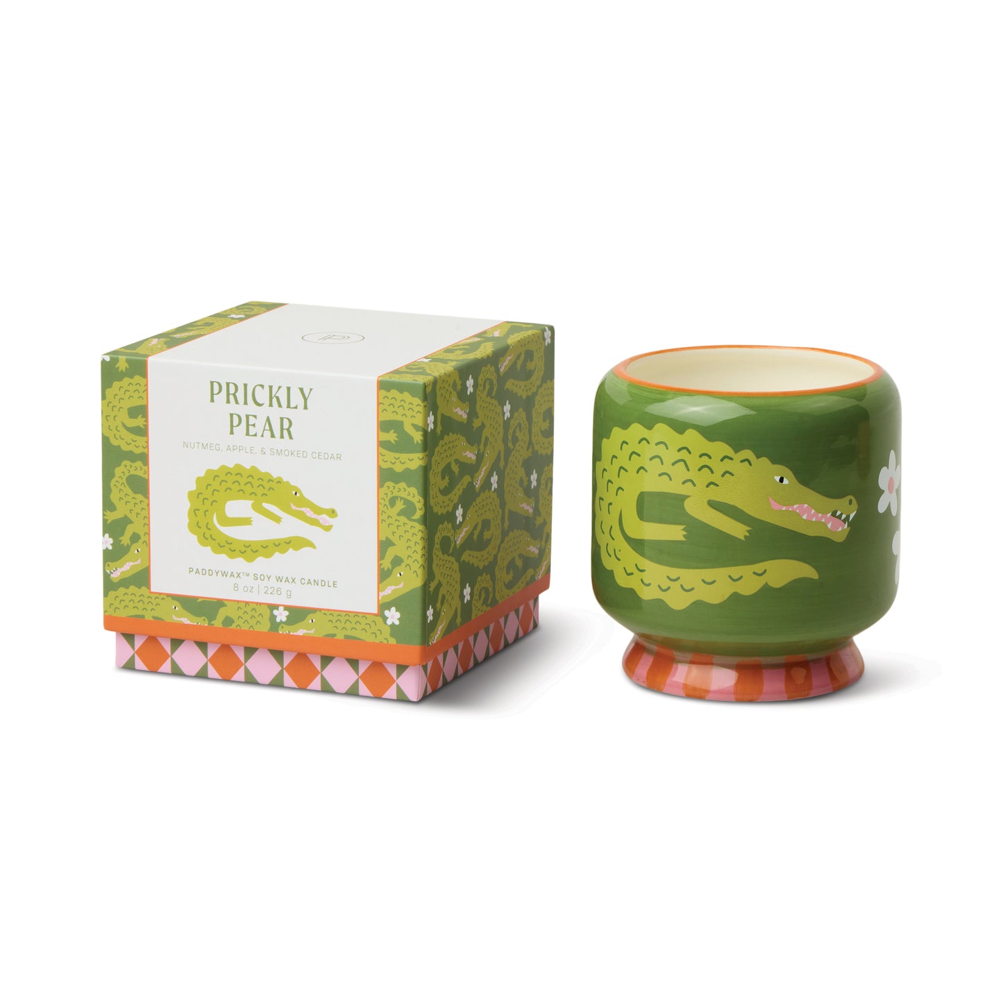 A Dopo Crocodile Ceramic Candle - Prickly Pear 226g