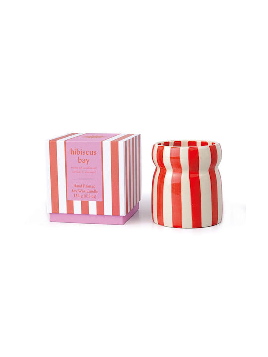 Cabana Red Striped Ceramic Candle - Hibiscus Bay 184g