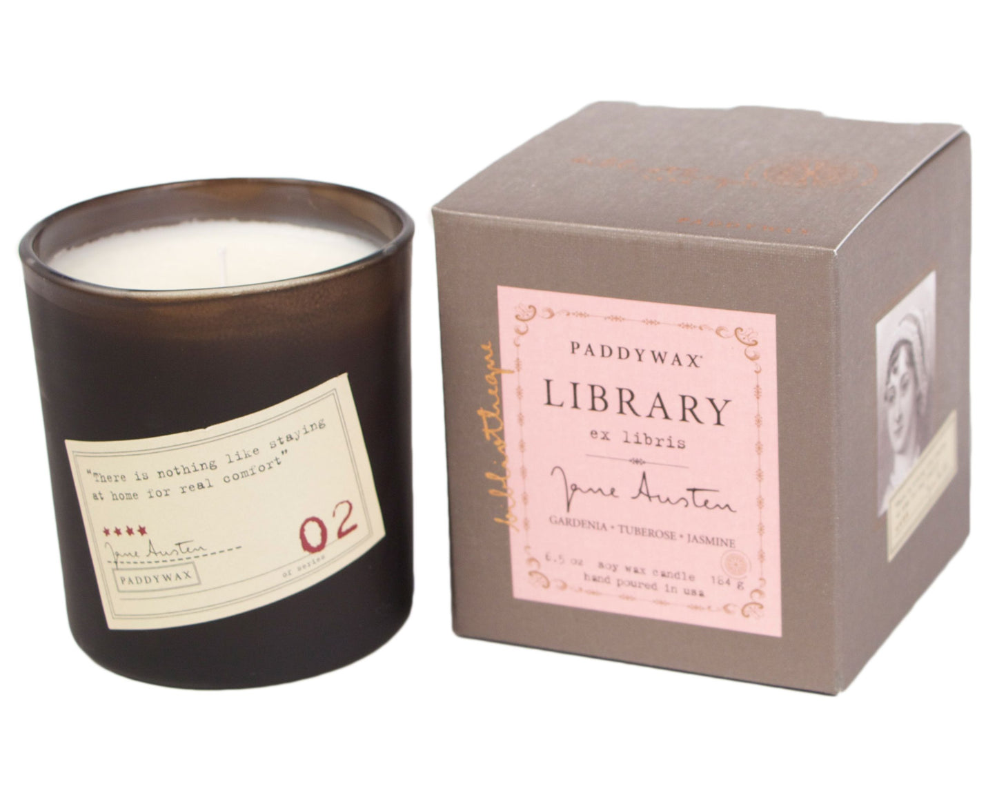 Library Boxed Glass Candle - Jane Austen (Gardenia, Tuberose & Jasmine) 170g