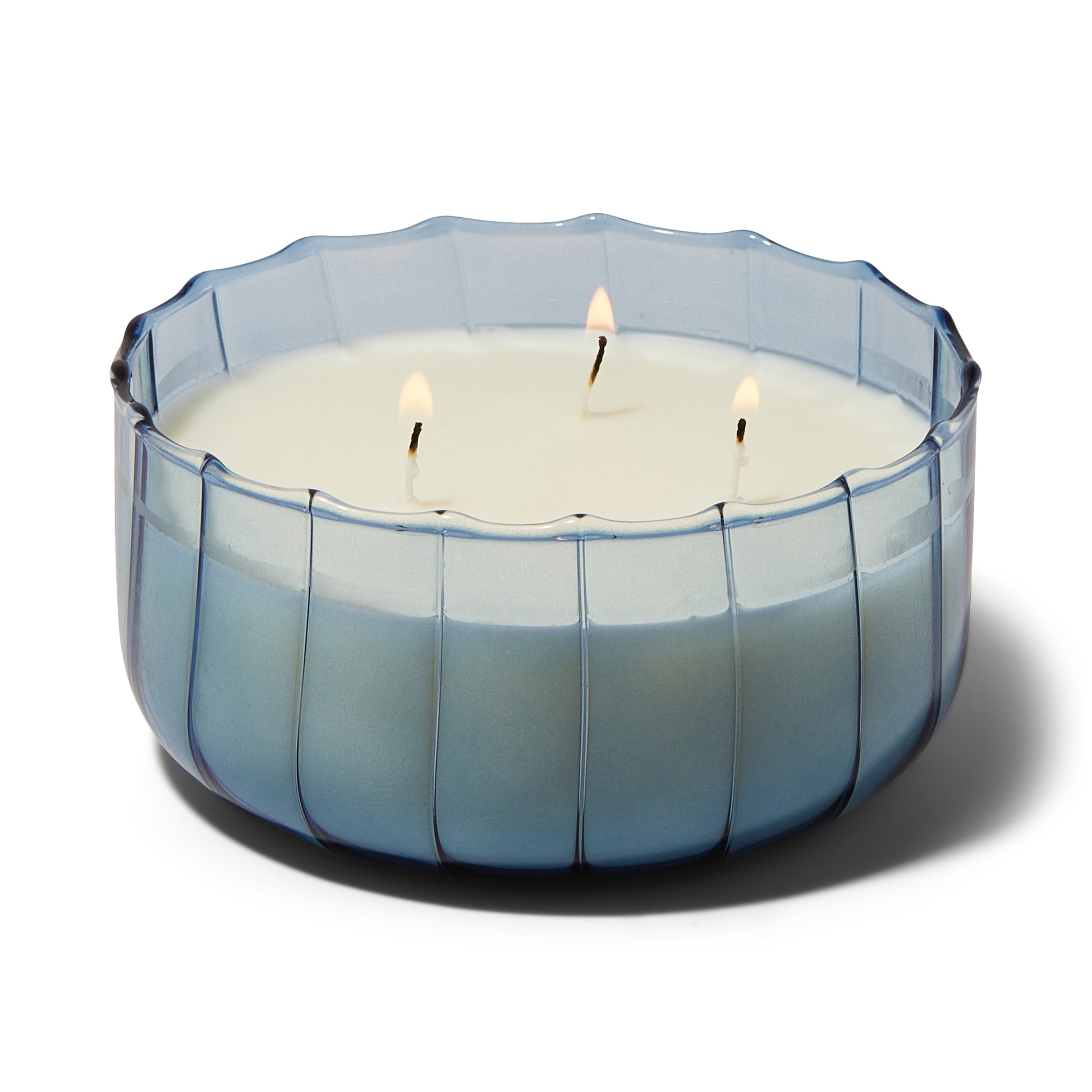 Ripple Large Blue Glass Candle - Peppered Indigo 340g