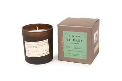 Library Boxed Glass Candle - William Shakespeare (Papyrus, Palm & Eucalyptus) 170g