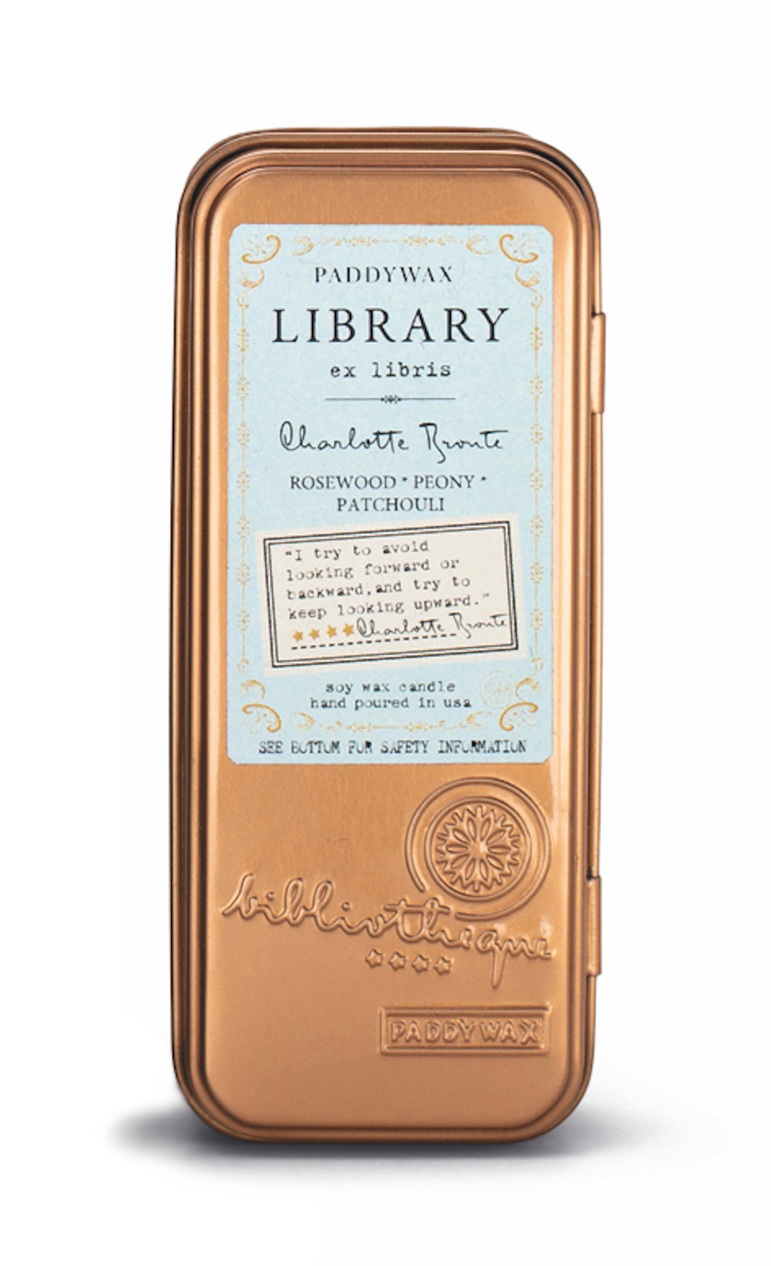 Library Travel Tin - Charlotte Bronte (Rosewood, Peony & Patchouli) 70g