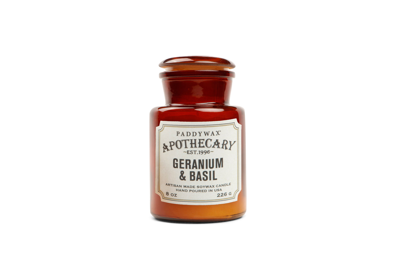Apothecary Glass Candle Geranium & Basil 226g