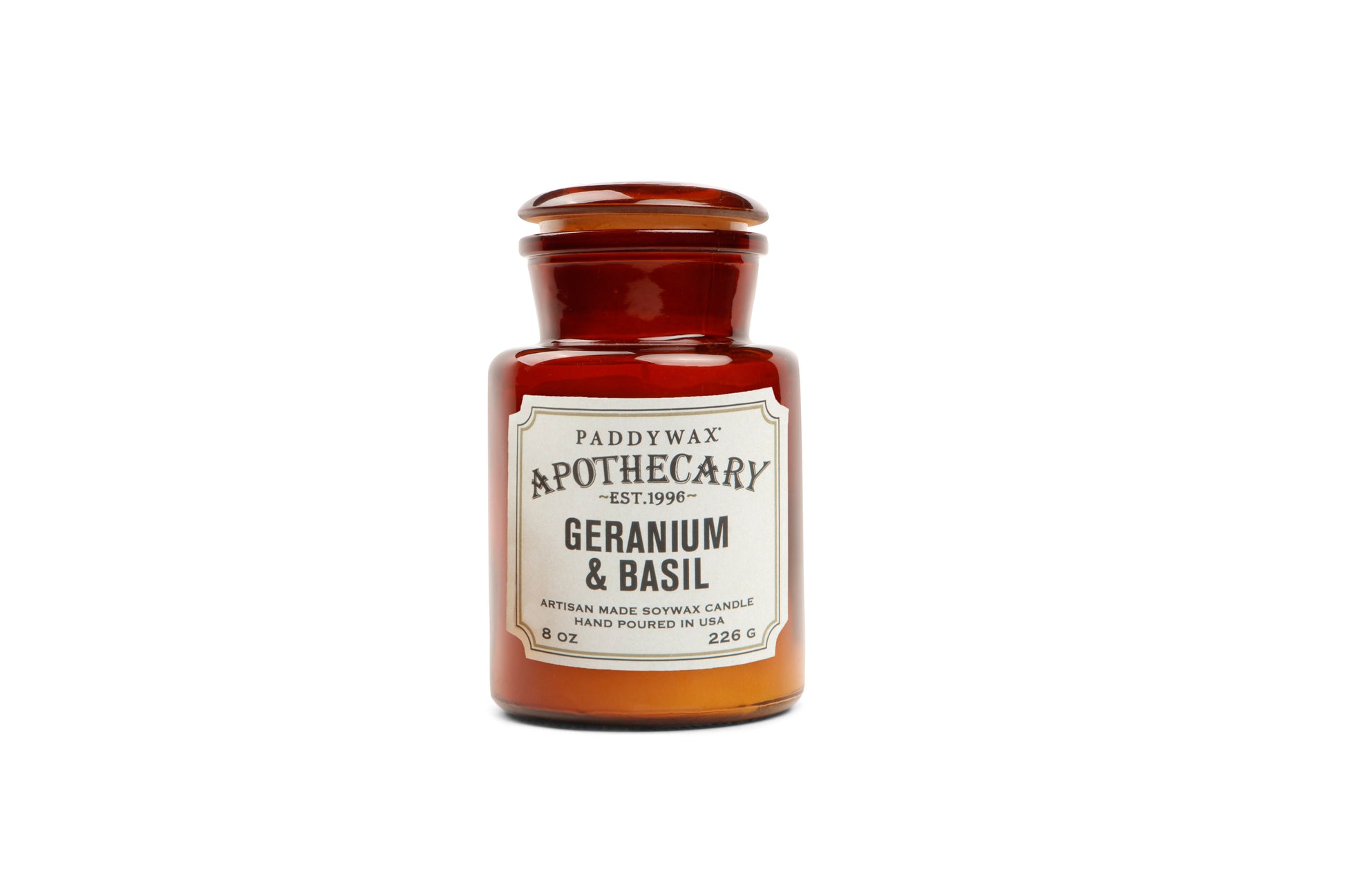 Apothecary Glass Candle Geranium & Basil 226g
