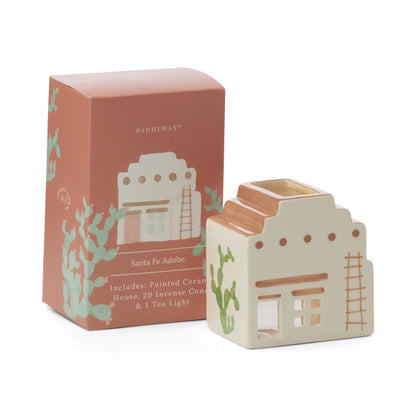 Santa Fe Adobe Incense & Tea Light Holder (w 20 cones & 1 x tealight) - Palo Santo
