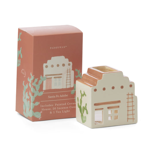 Santa Fe Adobe Incense & Tea Light Holder (w 20 cones & 1 x tealight) - Palo Santo