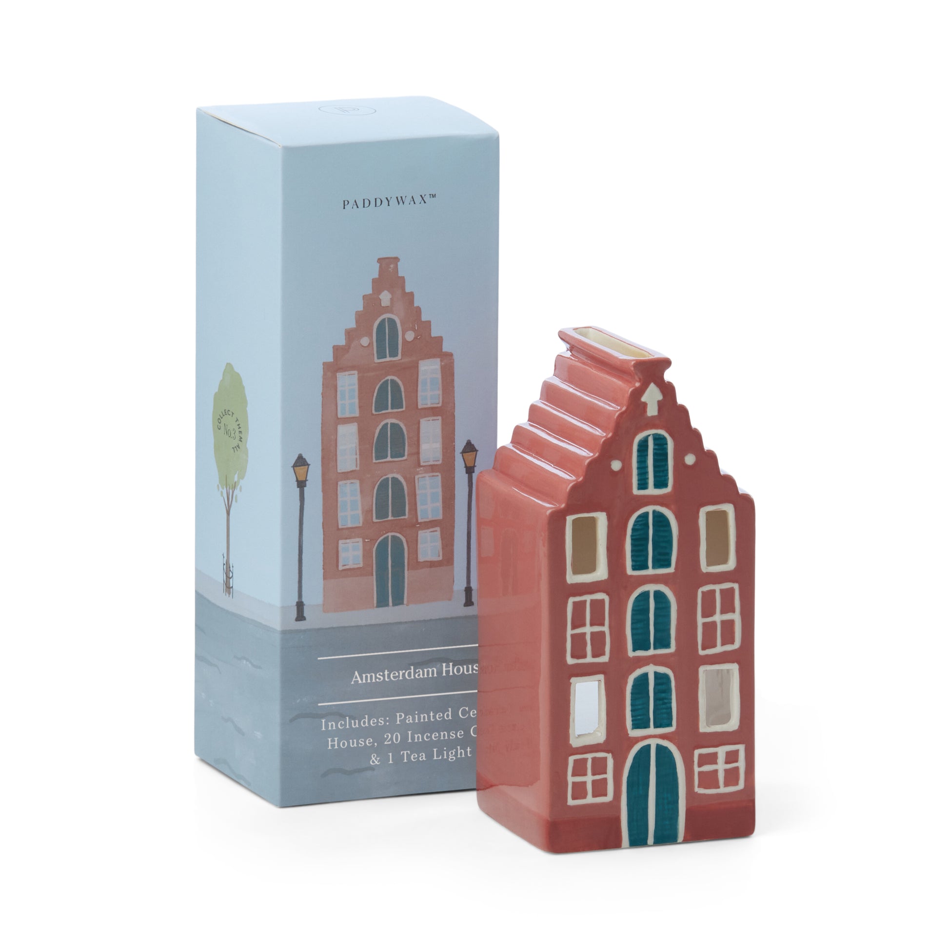 Amsterdam House Incense & Tea Light Holder (w 20 cones & 1 x tealight) - Palo Santo