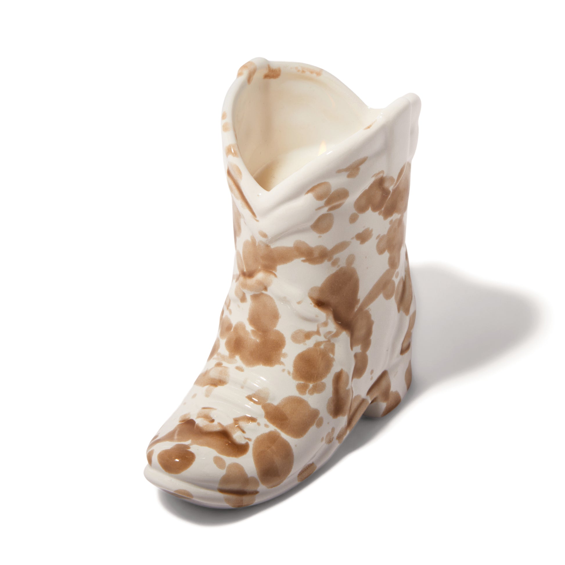 Nashville Cowboy Boot Ceramic Candle Brown Speckle - Desert Peach 170g