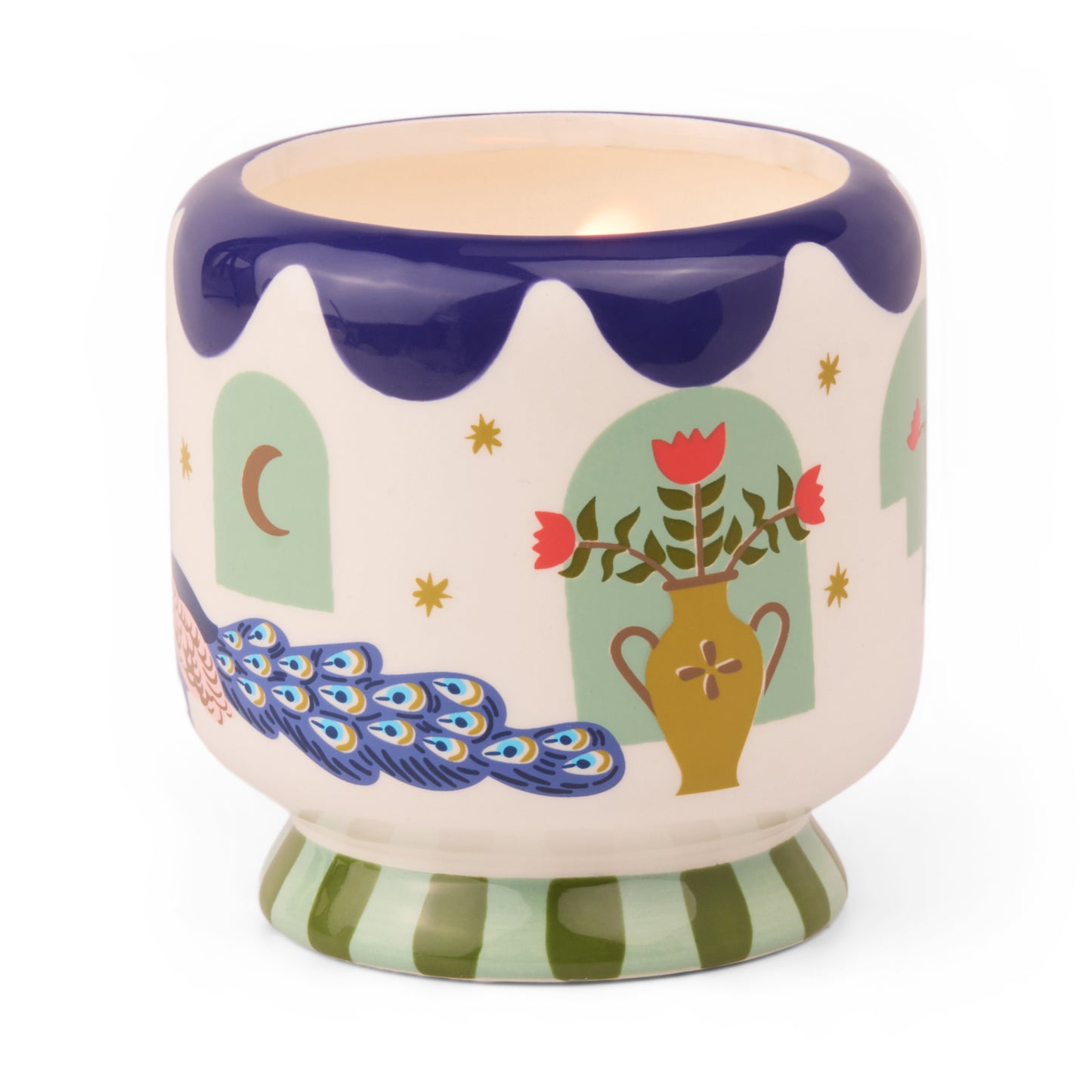 A Dopo Peacock Ceramic Candle - Misted Lime 226g