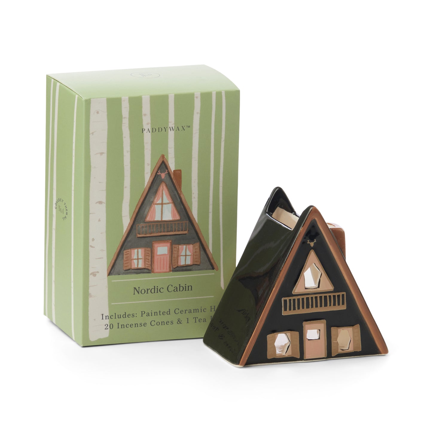 Nordic Cabin Incense & Tea Light Holder (w 20 cones & 1 x tealight) - Palo Santo