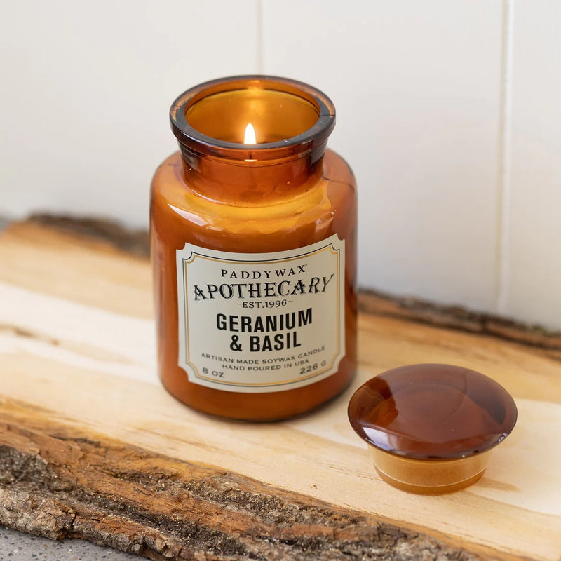 Apothecary Glass Candle Geranium & Basil 226g