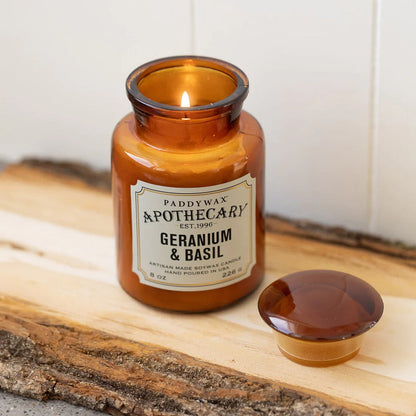 Apothecary Glass Candle Geranium & Basil 226g